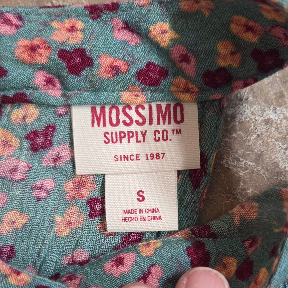 Mossimo Supply Co Floral Romper Teal Pink Yellow Ruffle Sleeveless S Boho Pocket - Picture 2 of 9